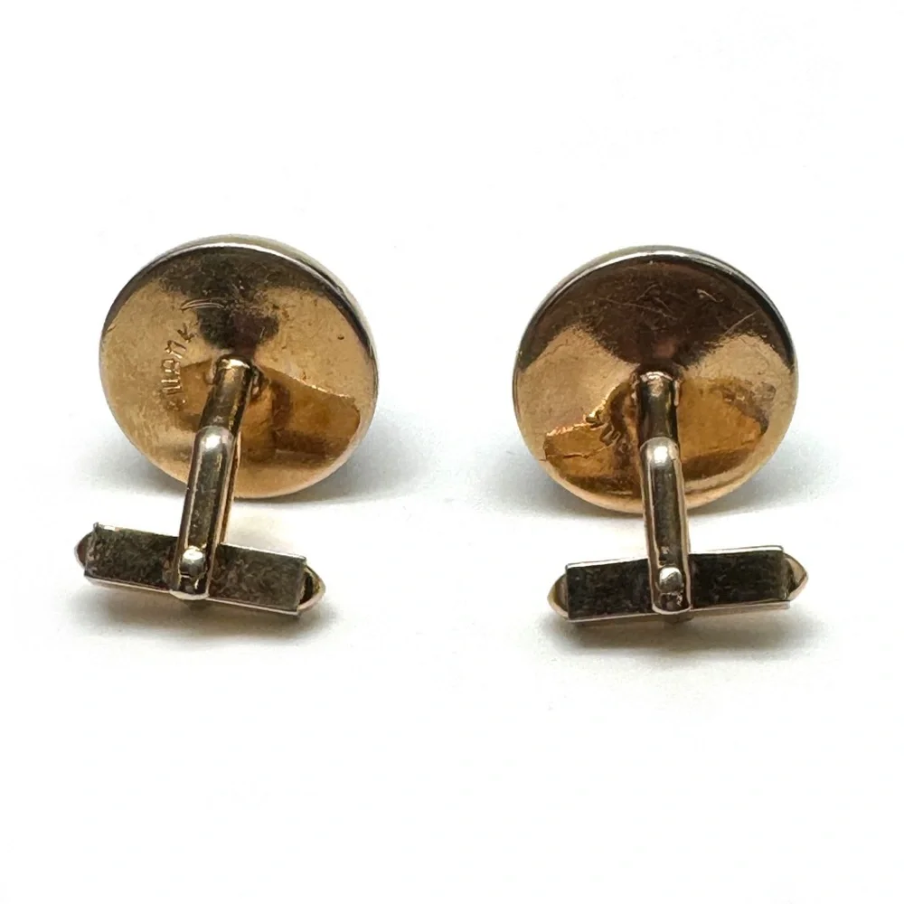 SWANK Vintage Blue Moonglow Lucite Dome Cuff Links in Goldtone
